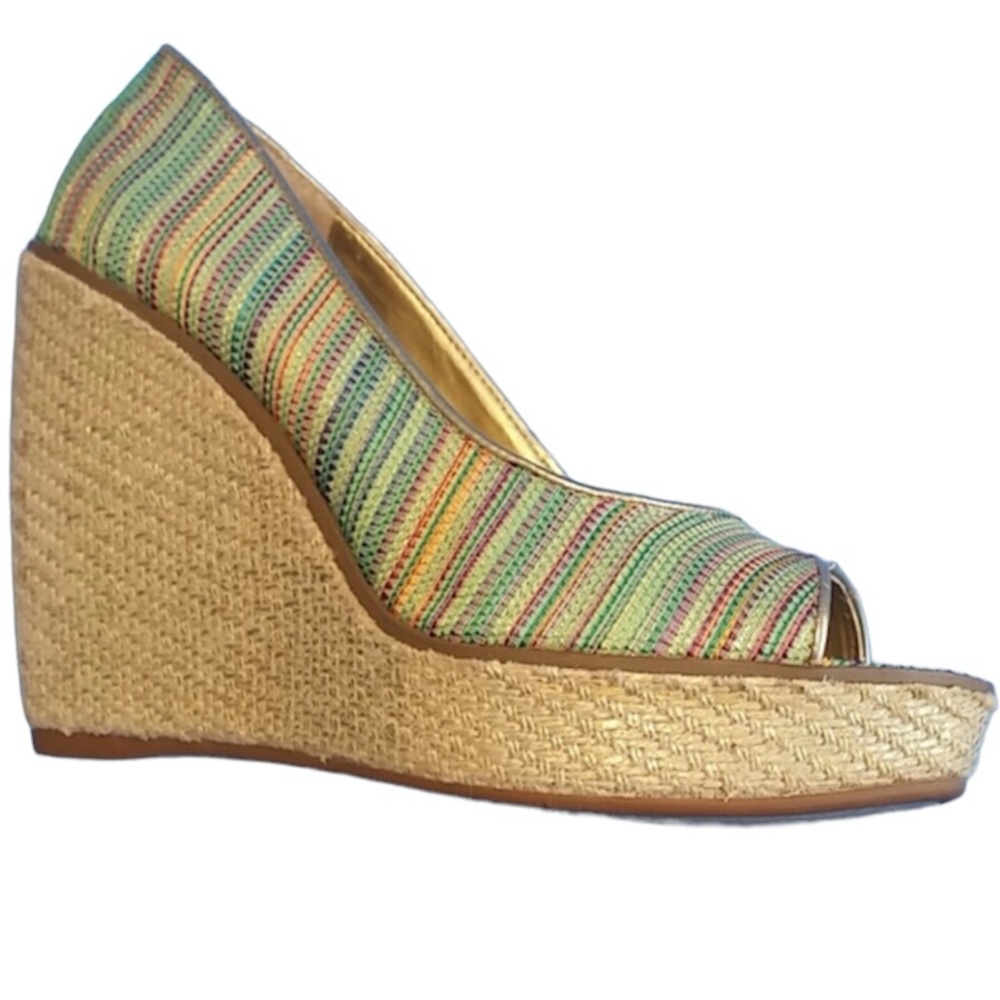 Nine West Willow Peep Toe Wedges EUC sz 6.5 Like New